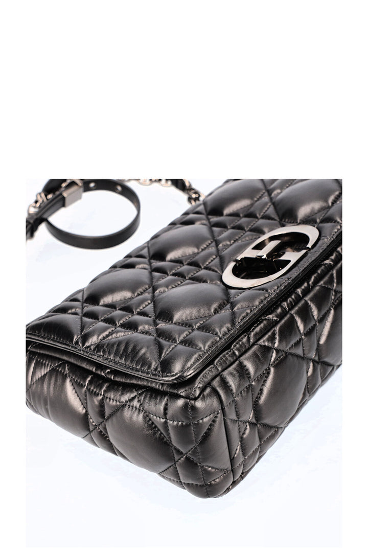 CHRISTIAN DIOR Large Quilted Caro Bag Black