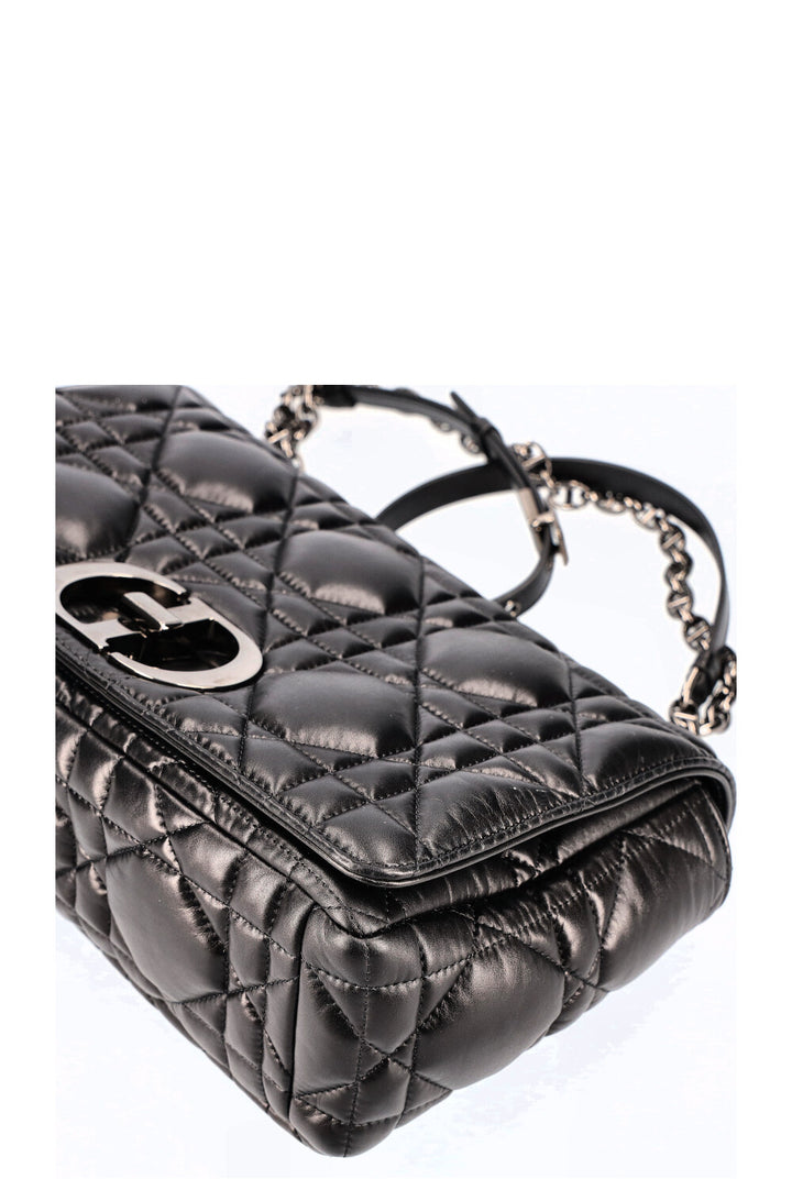 CHRISTIAN DIOR Large Quilted Caro Bag Black