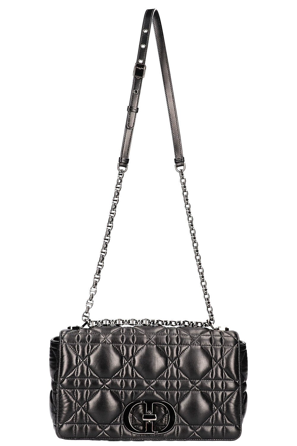 Christian Dior Large Quilted Caro Bag Black 