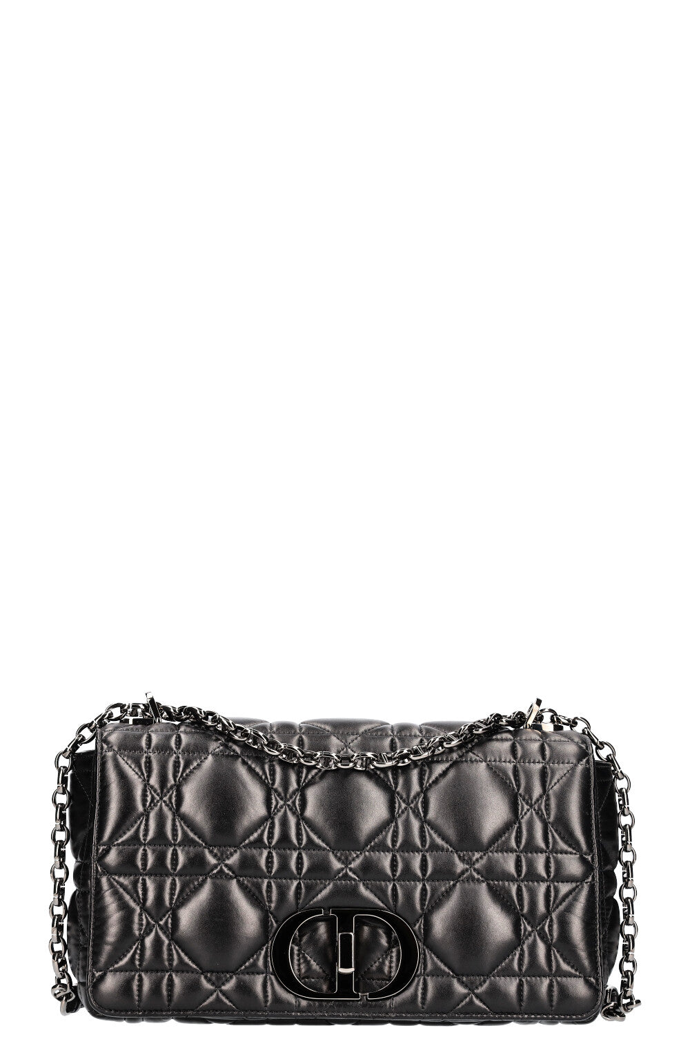 CHRISTIAN DIOR Large Quilted Caro Bag Black