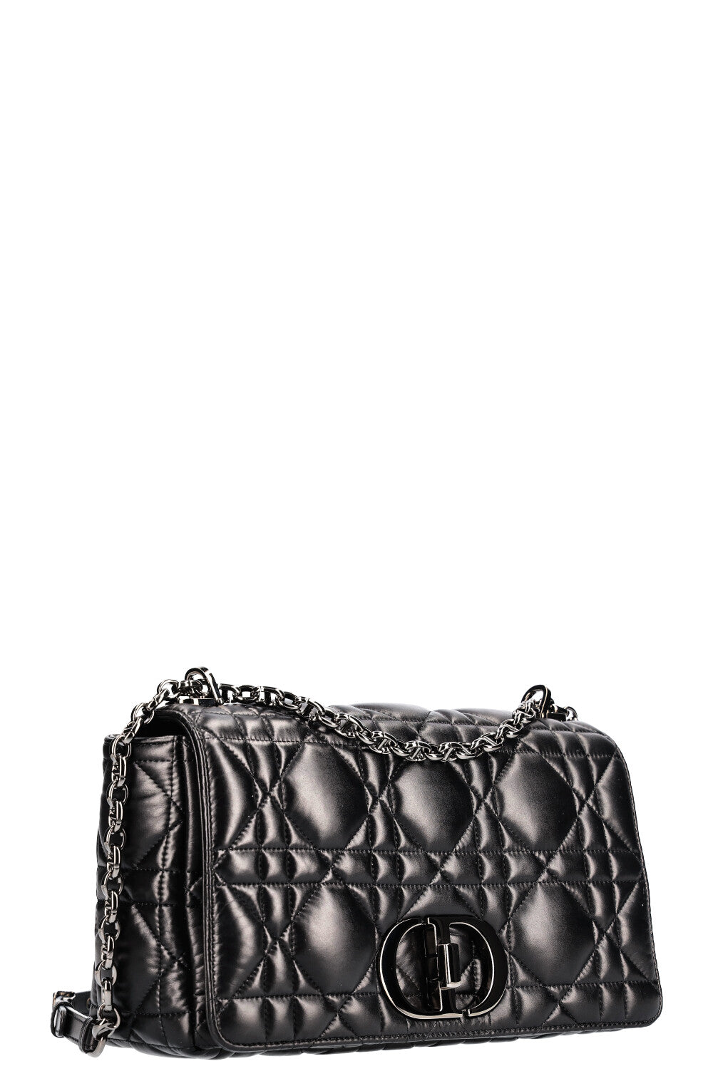 CHRISTIAN DIOR Large Quilted Caro Bag Black