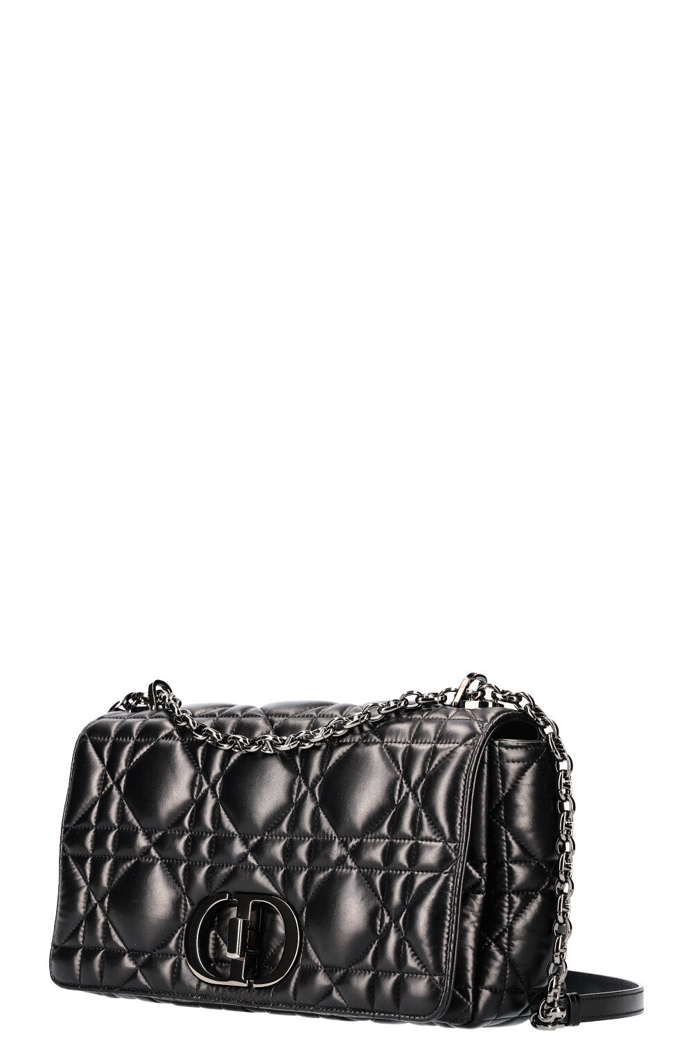 CHRISTIAN DIOR Large Quilted Caro Bag Black