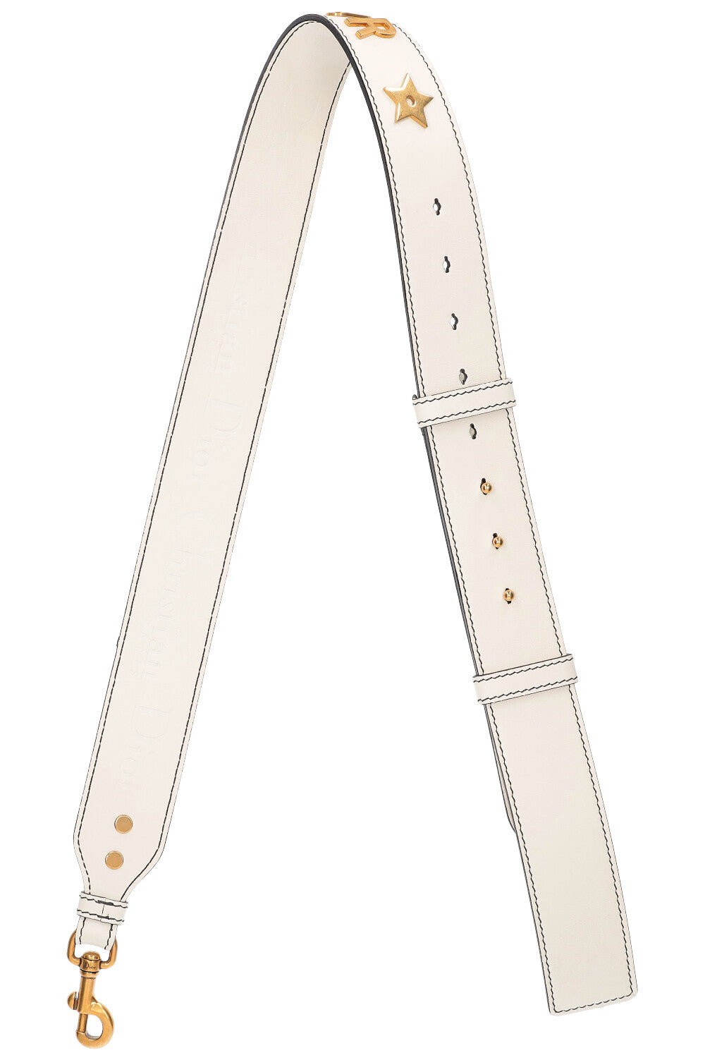 Dior White Leather \'J\'ADIOR\' Shoulder Strap with Gold Logo Stars CHRISTIAN DIOR J main image 2