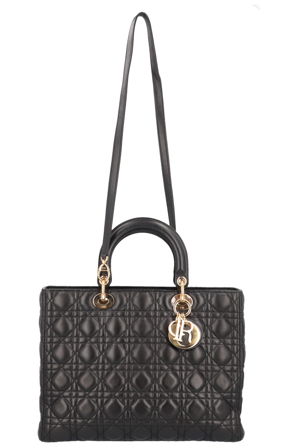 Lady dior medium black lambskin on sale