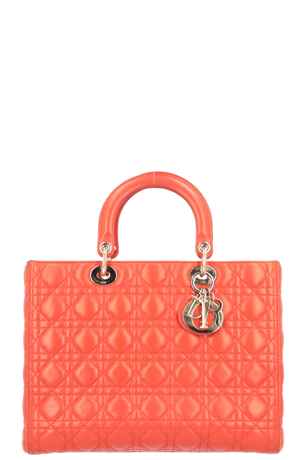 Christian Dior Large Lady Bag in Coral Patent Leather