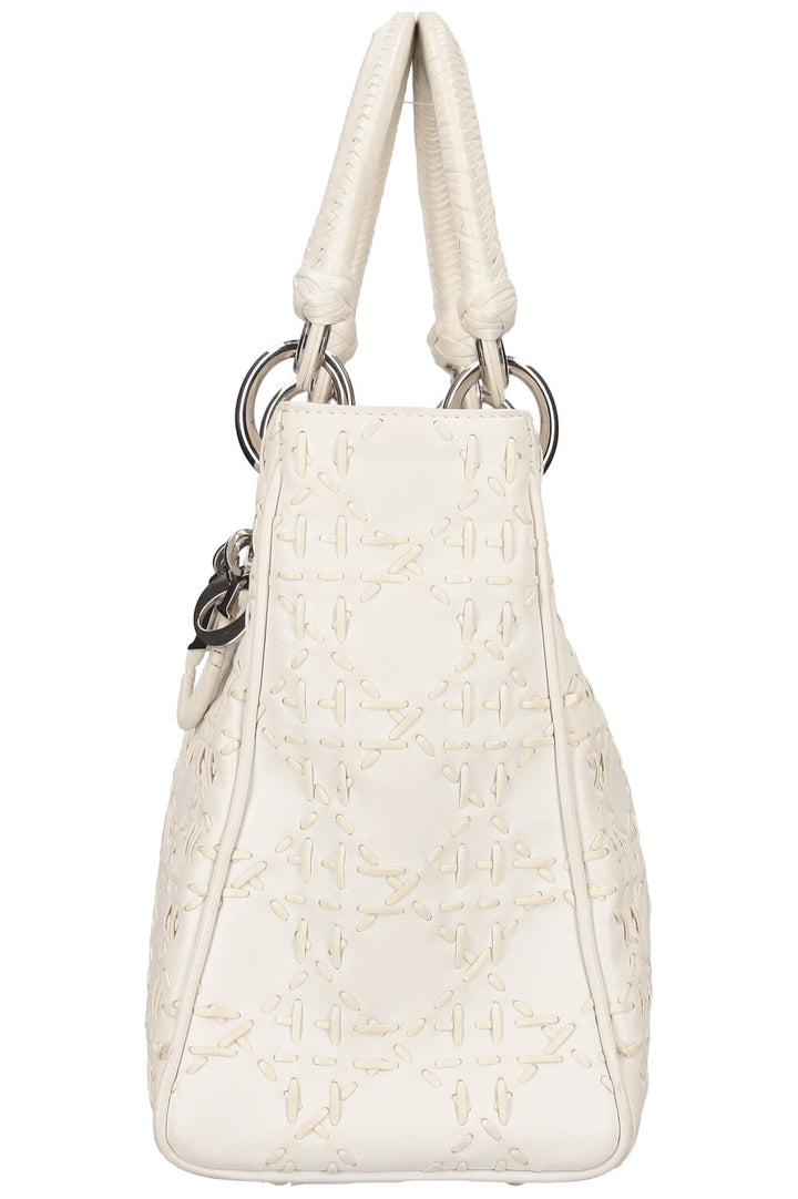 CHRISTIAN DIOR Lady Dior Whip Stitch White