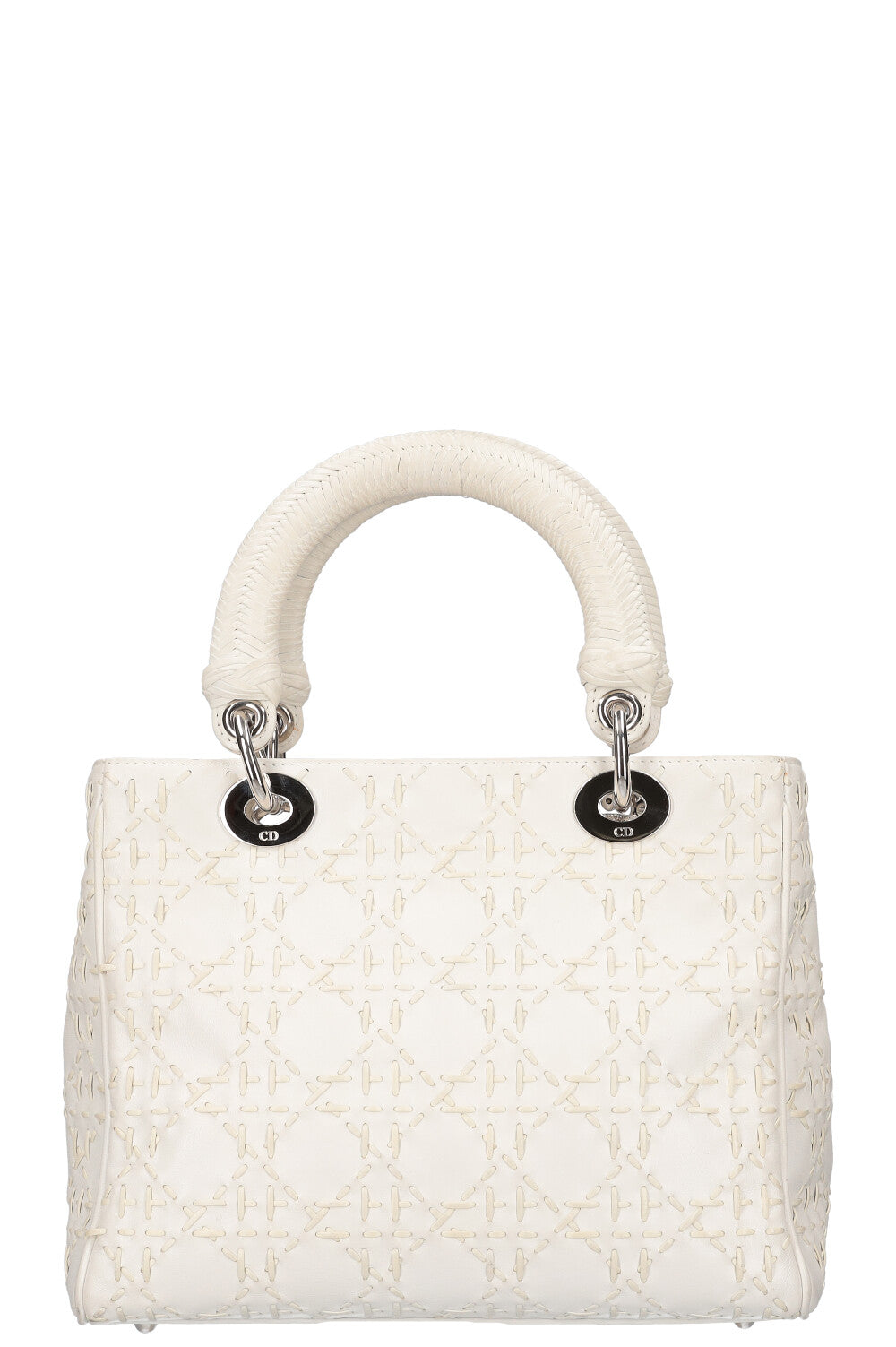 CHRISTIAN DIOR Lady Dior Whip Stitch White