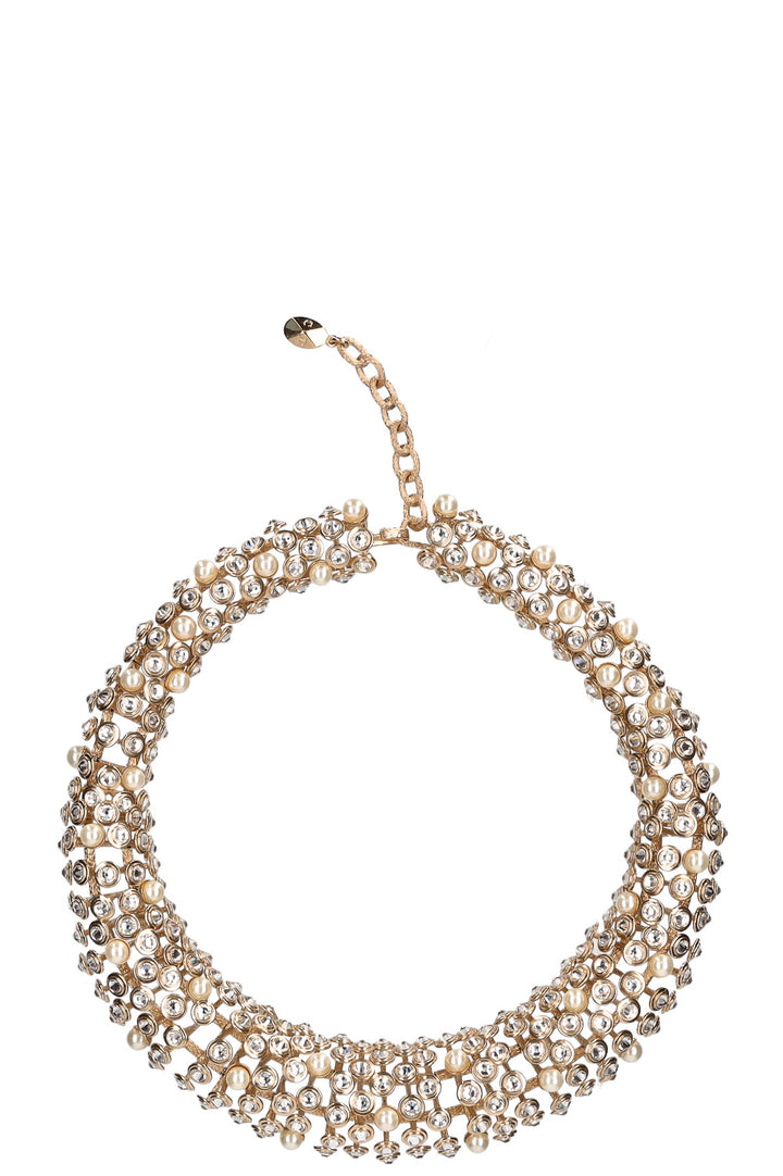 Christian Dior Crystal Necklace Champagne Gold 