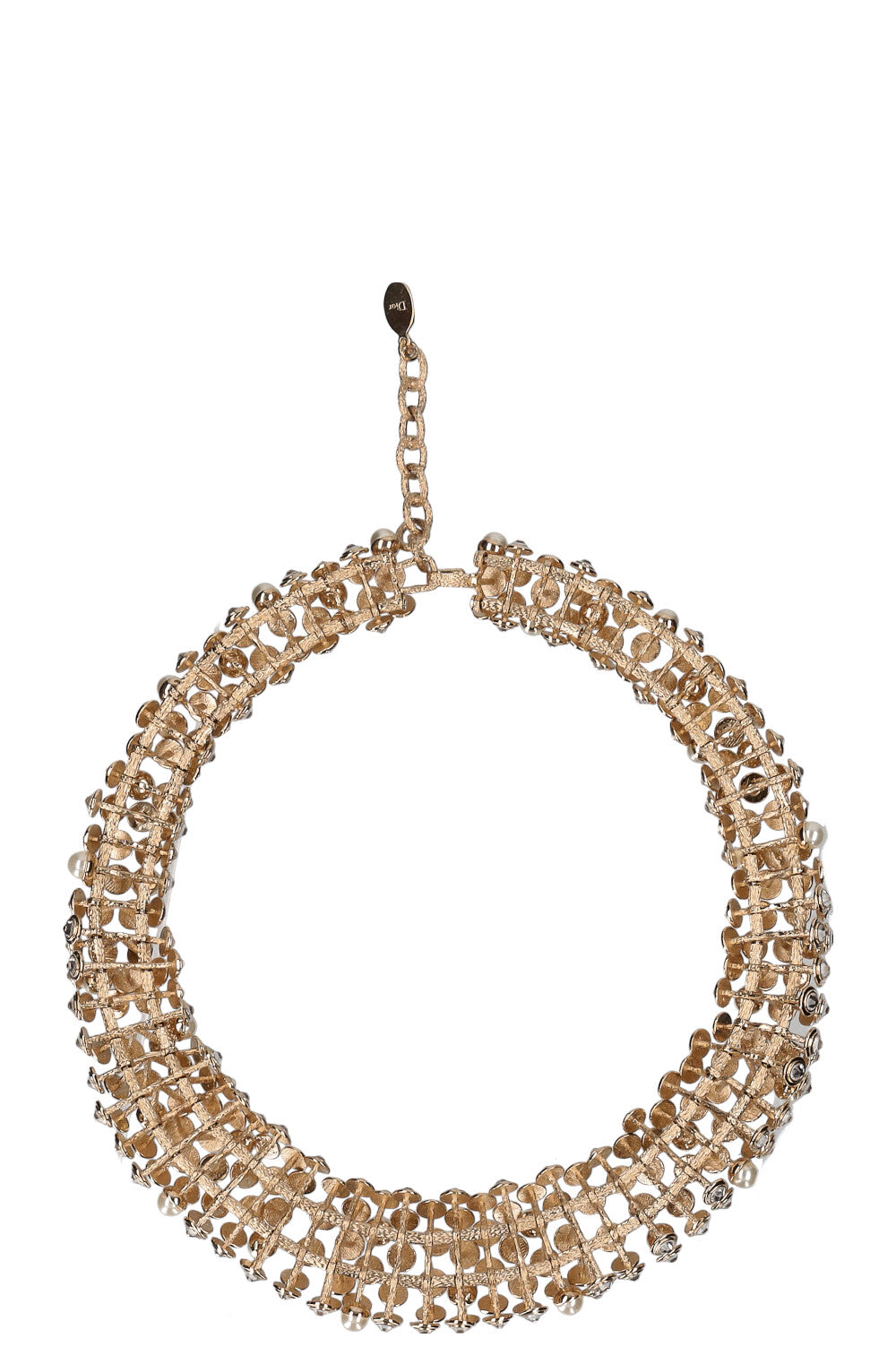 CHRISTIAN DIOR Crystal Necklace Champagne Gold