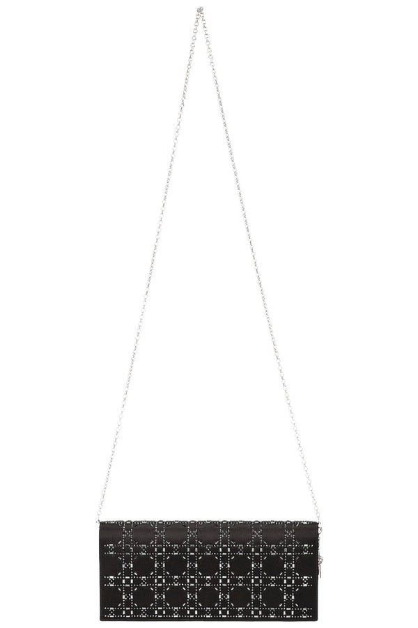CHRISTIAN DIOR Pochette Cannage Cristaux Noir