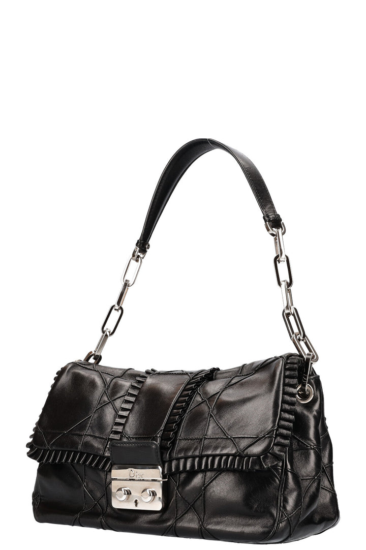 CHRISTIAN DIOR New Lock Ruffle Flap Bag Black