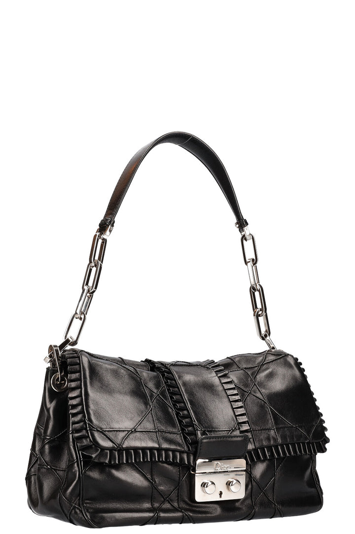 CHRISTIAN DIOR New Lock Ruffle Flap Bag Black