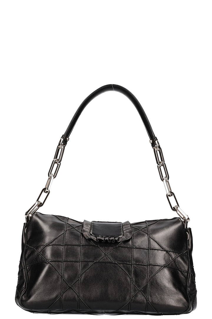 CHRISTIAN DIOR New Lock Ruffle Flap Bag Black