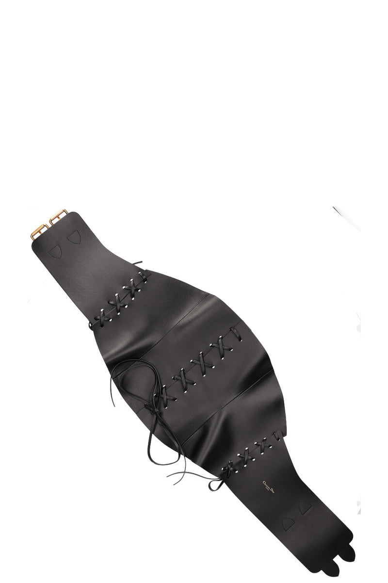 CHRISTIAN DIOR D-Lace Corset Belt Leather Black