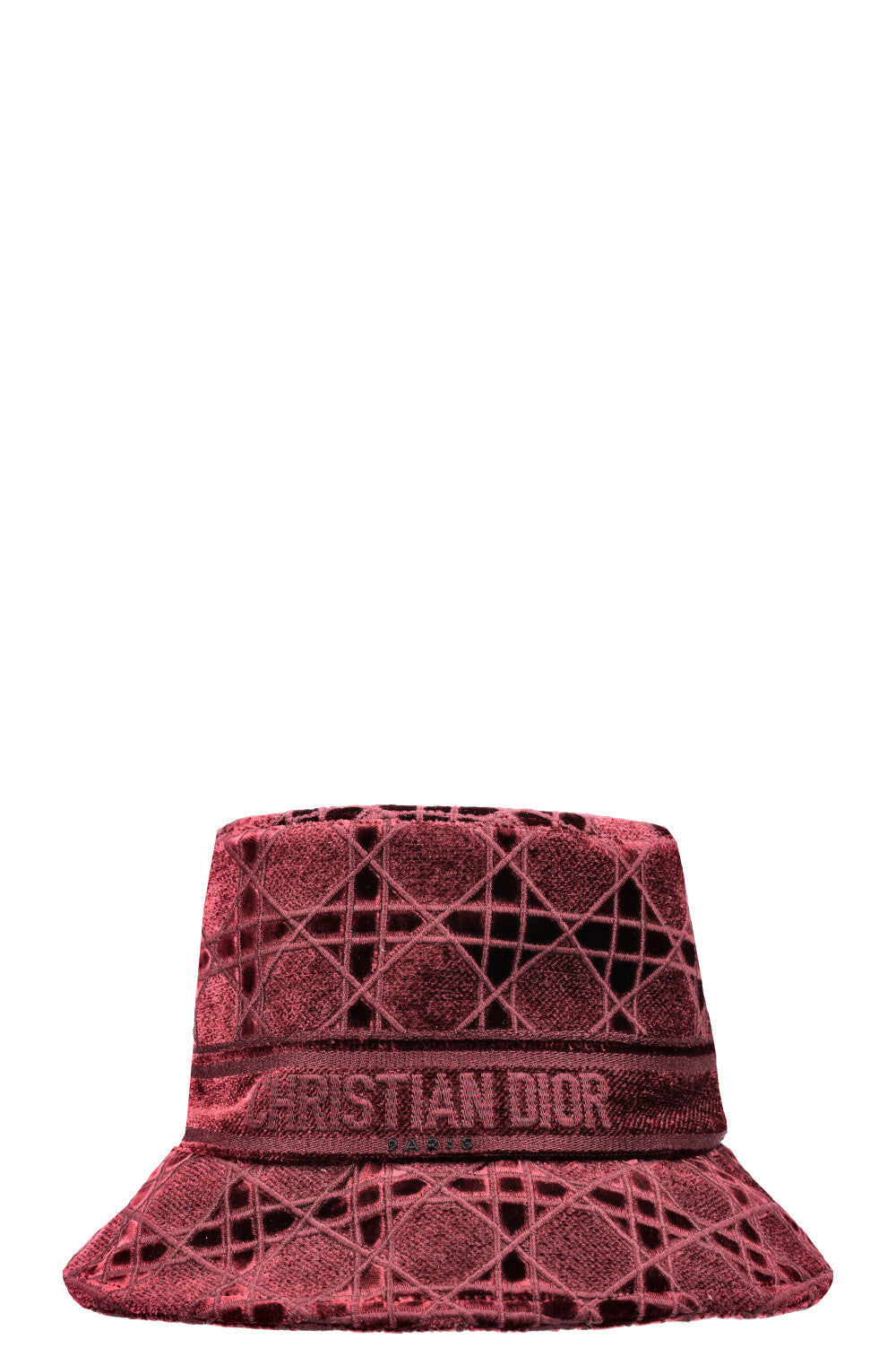 CHRISTIAN DIOR Cannage Bucket Hat Velvet Bordeaux