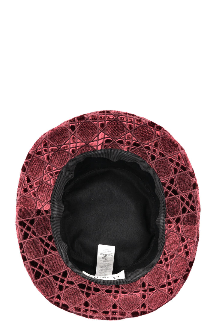 CHRISTIAN DIOR Cannage Bucket Hat Velvet Bordeaux