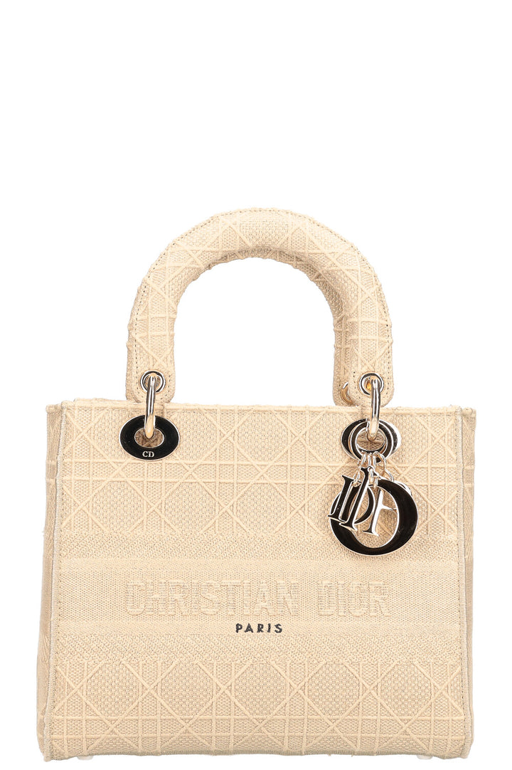 CHRISTIAN DIOR Lady D-Lite Medium Cannage Beige