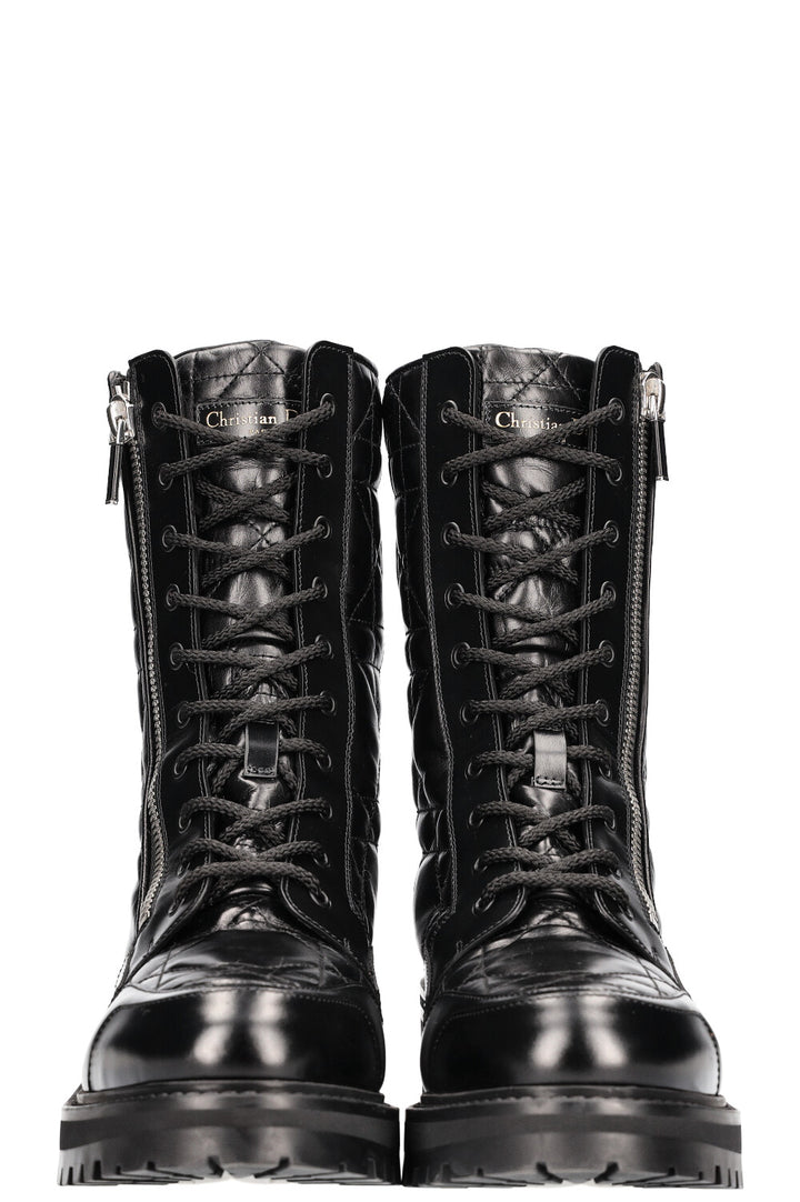 CHRISTIAN DIOR D-Ankle Leather Boots Cannage Black