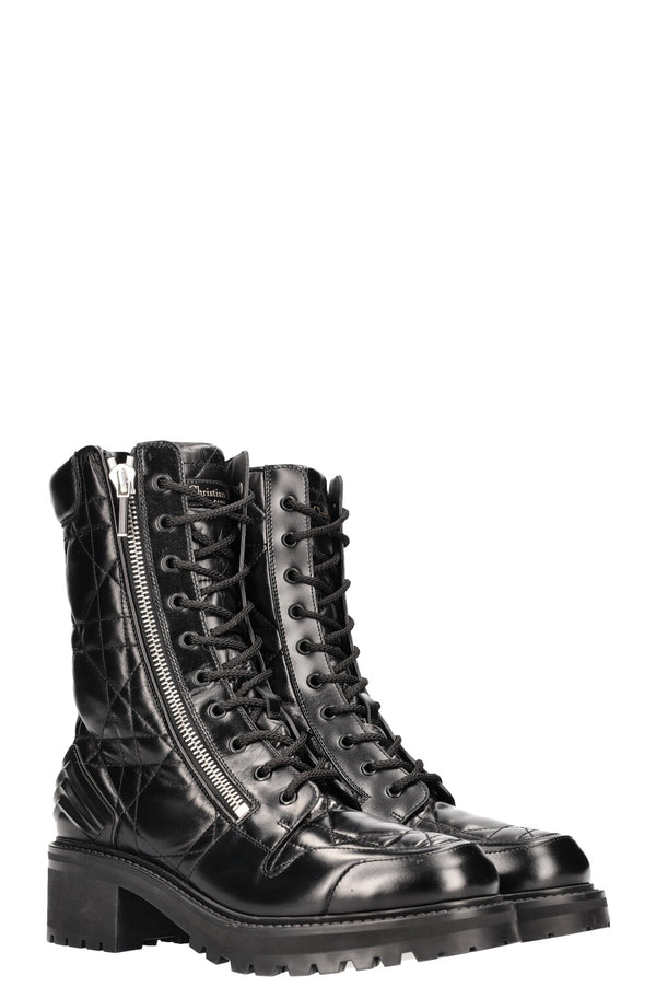 Christian Dior D-Ankle Leather Boots Cannage Black