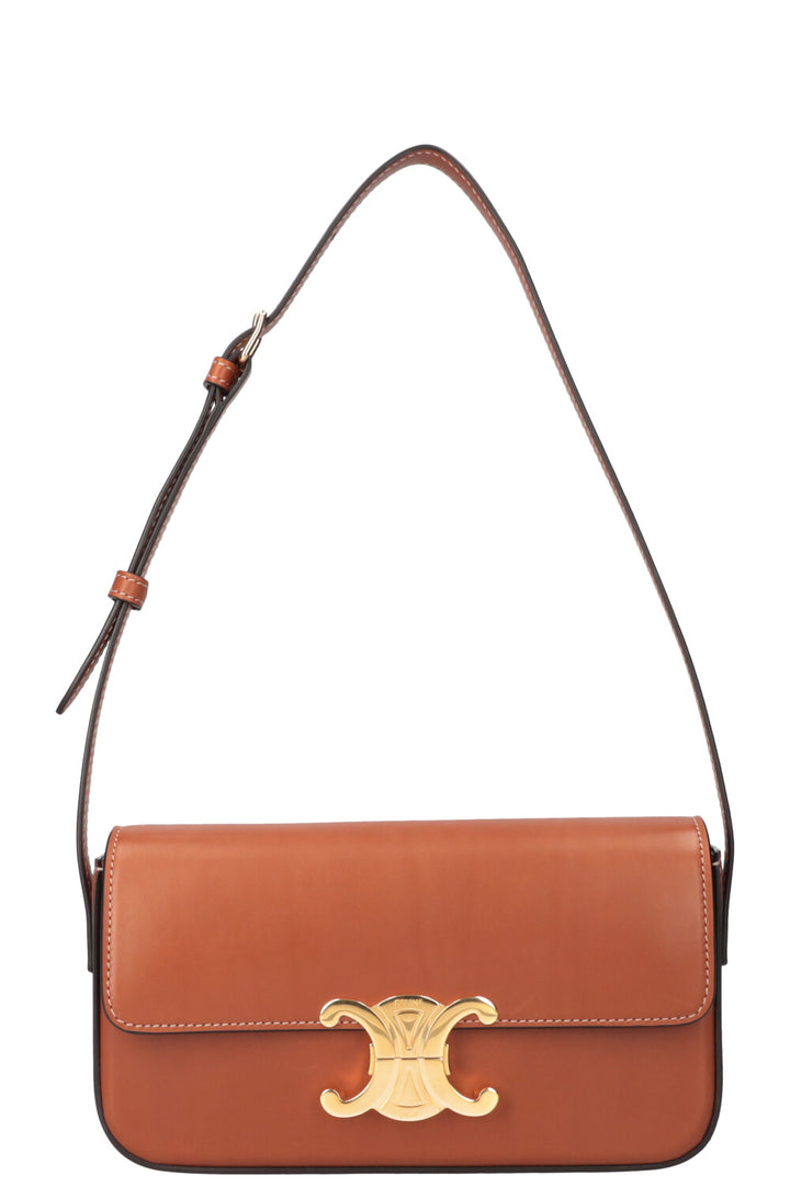 CELINE Triomphe Shoulder Bag Brown Tan