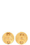 CHANEL Earclips CC Pearl Gold