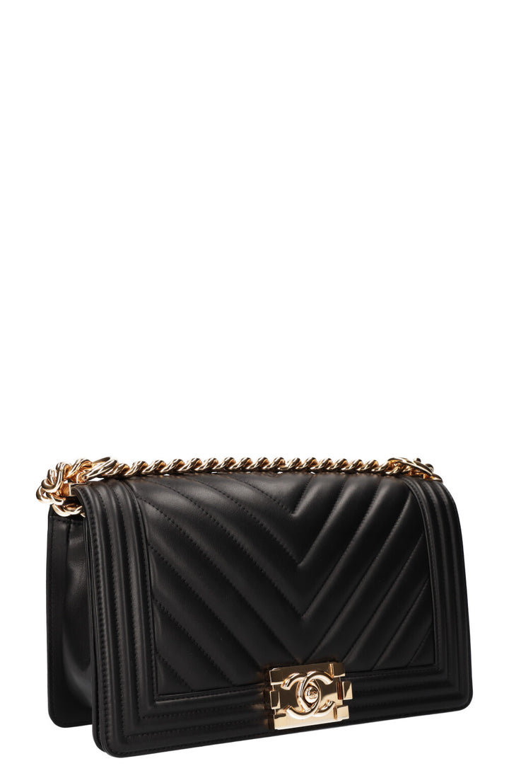 CHANEL Medium Boy Bag Chevron Black