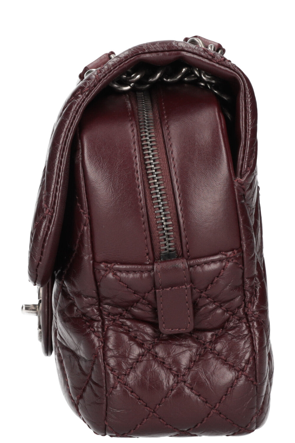 CHANEL Portobello Flap Bag Quilted Aged Calfskin Bordeaux