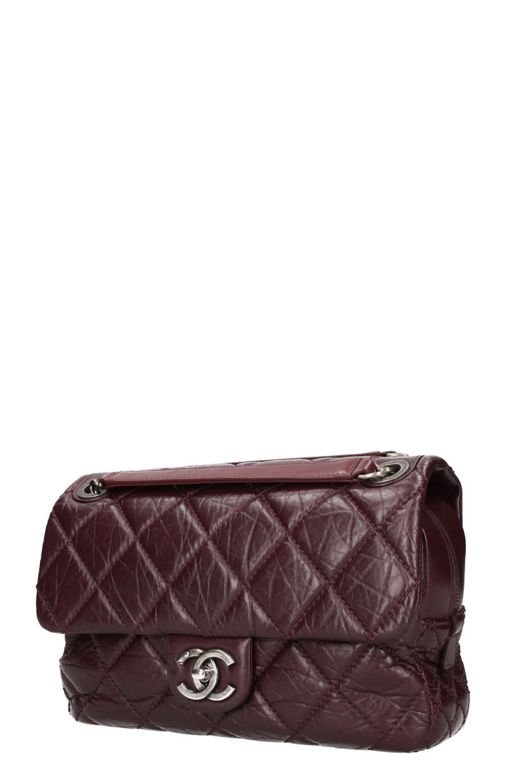 CHANEL Portobello Flap Bag Quilted Aged Calfskin Bordeaux