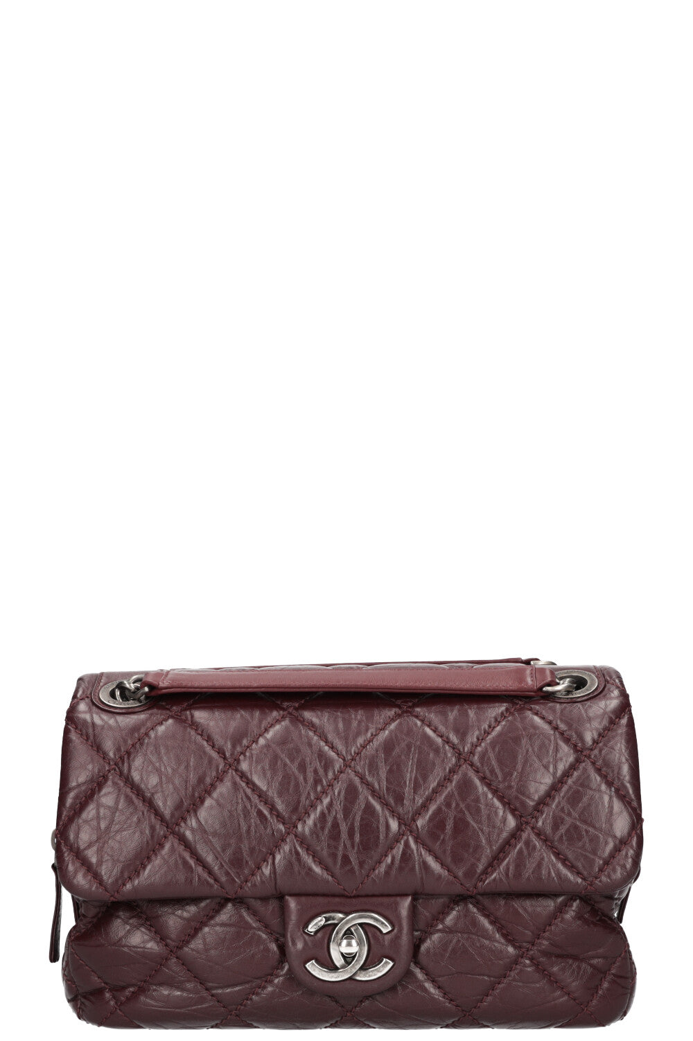 CHANEL Portobello Flap Bag Quilted Aged Calfskin Bordeaux