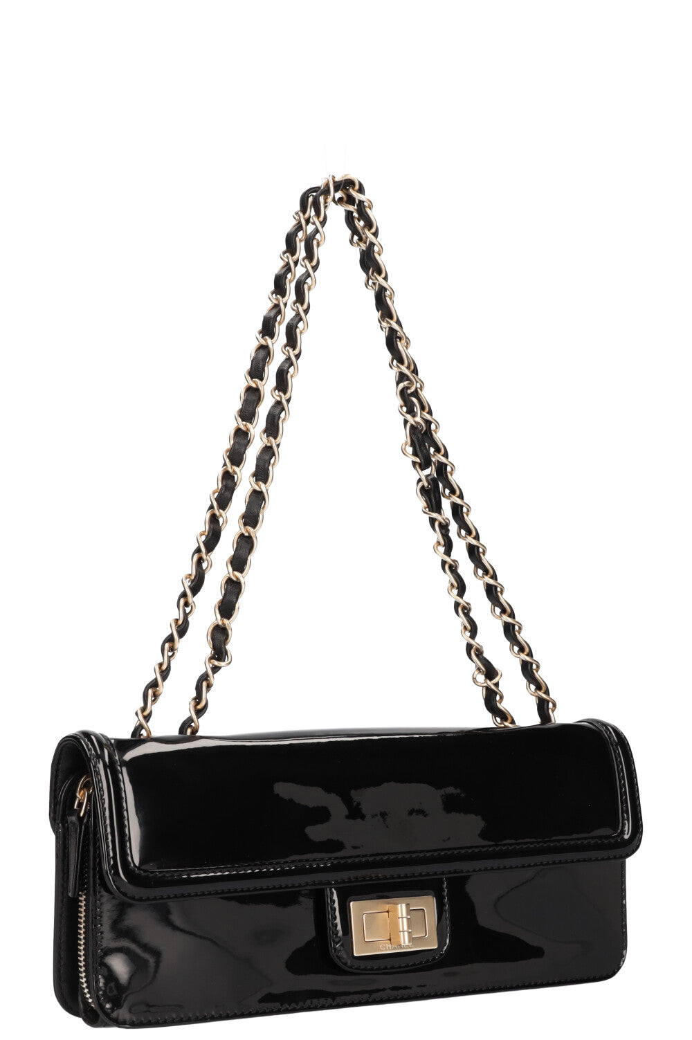 CHANEL Reissue East West Bag Patent Black