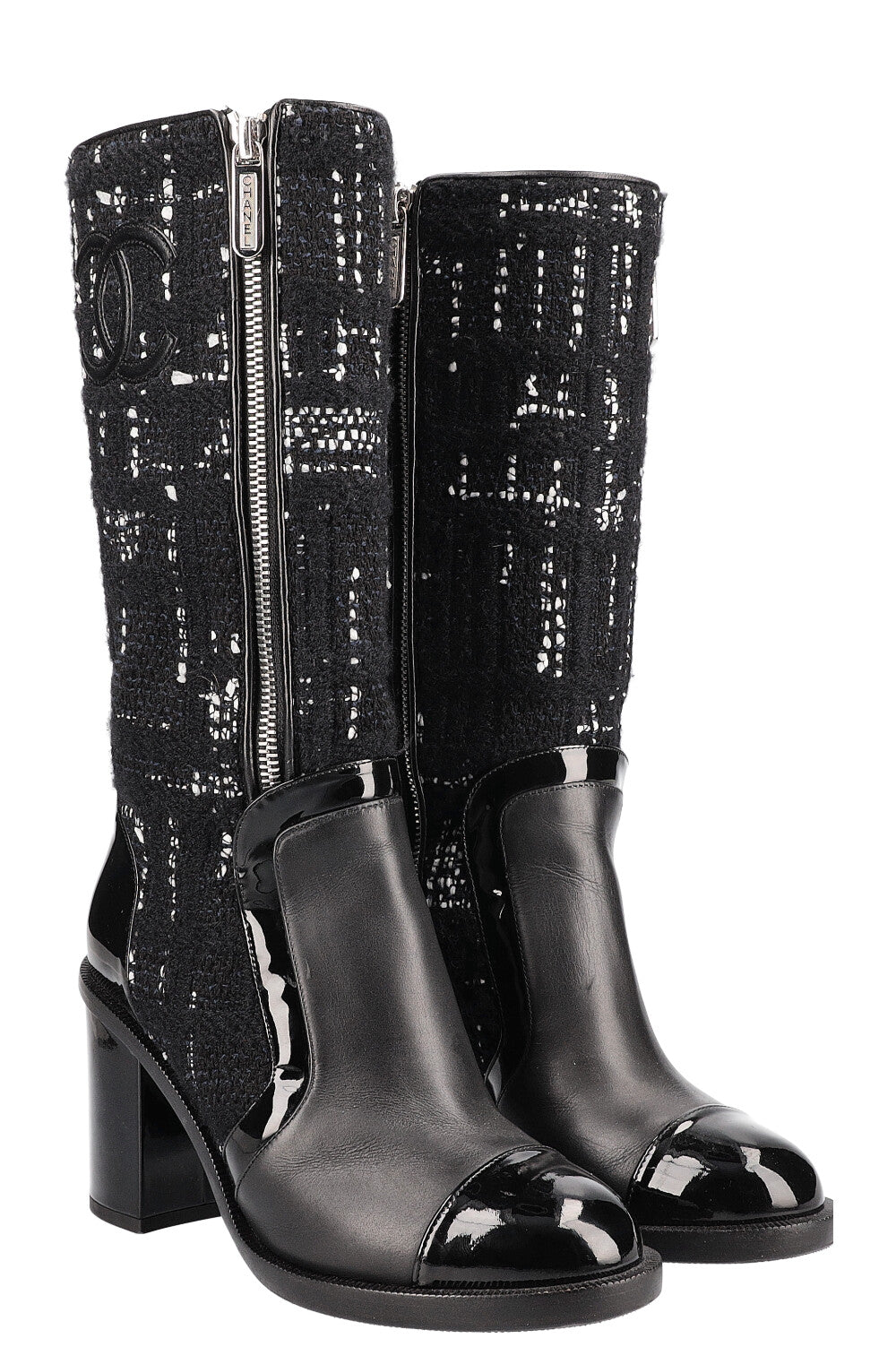 CHANEL Boots Tweed Noir et Blanc