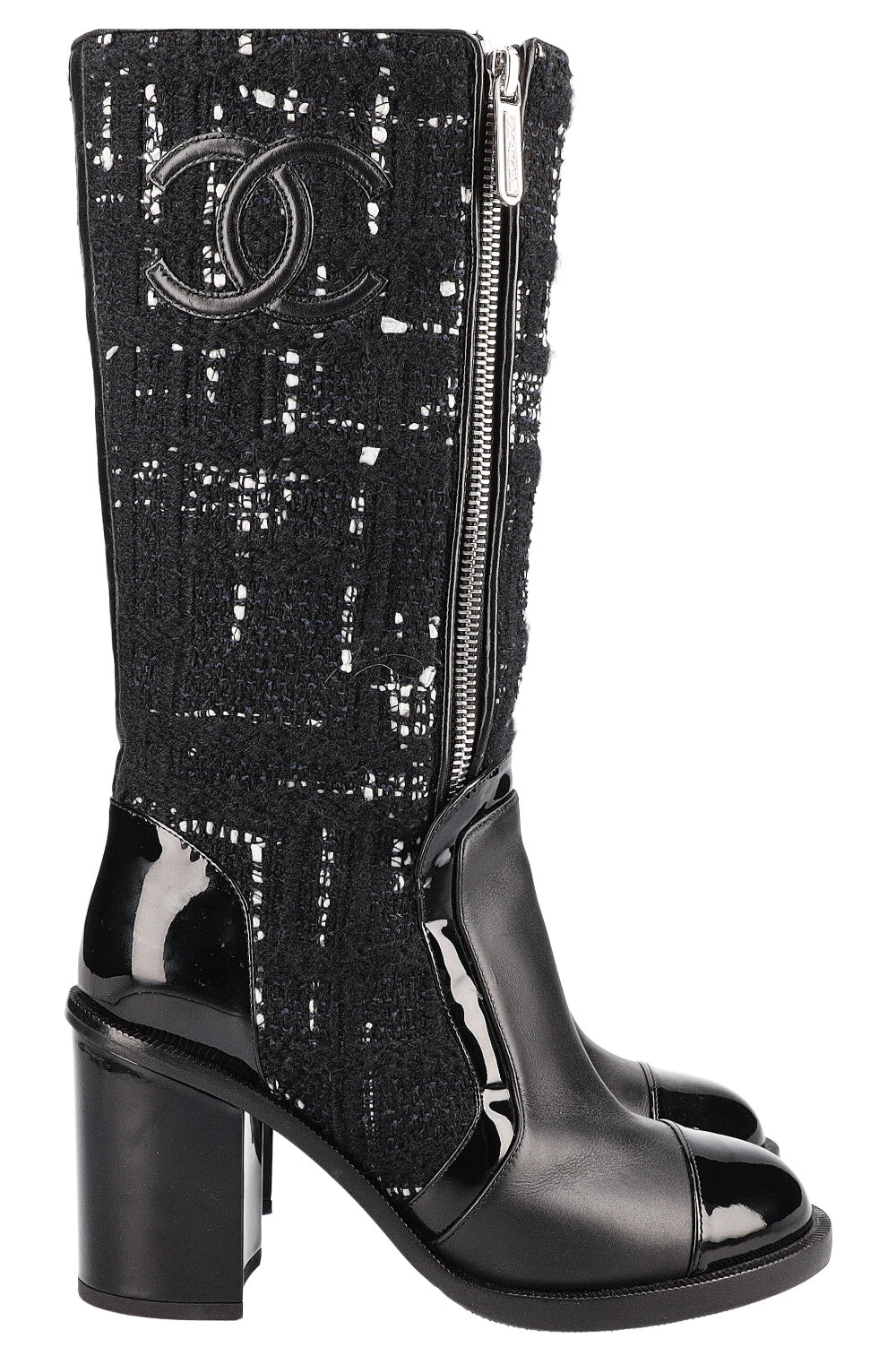 CHANEL Boots Tweed Noir et Blanc