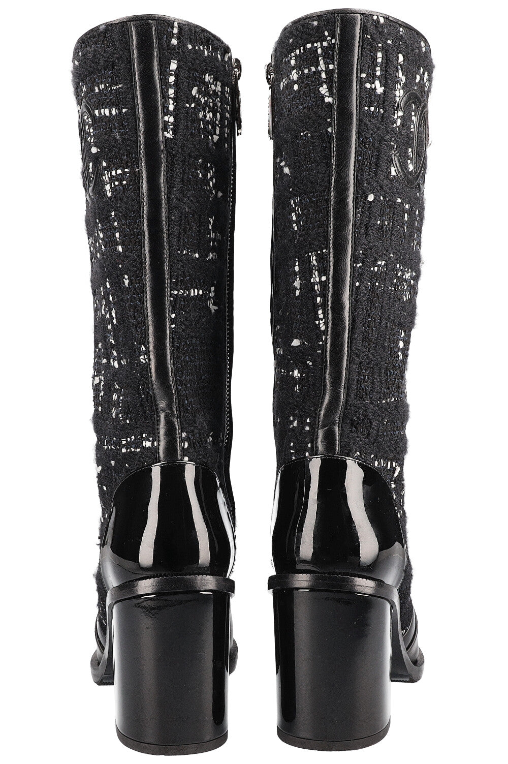 CHANEL Boots Tweed Noir et Blanc