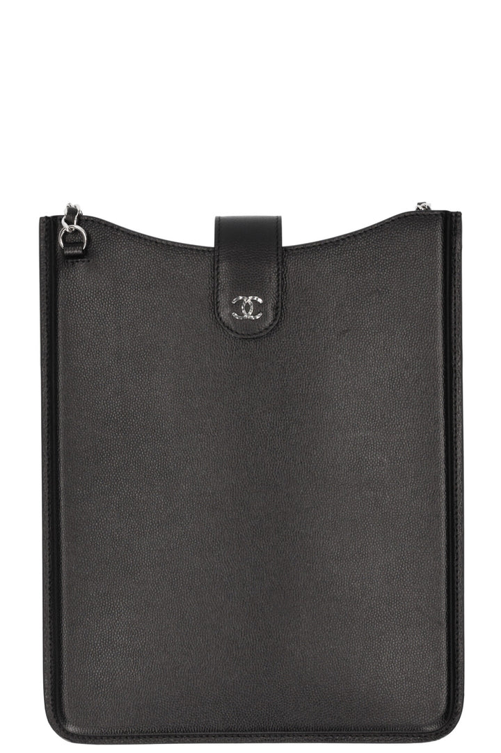 CHANEL iPad Case Caviar with Chain Black