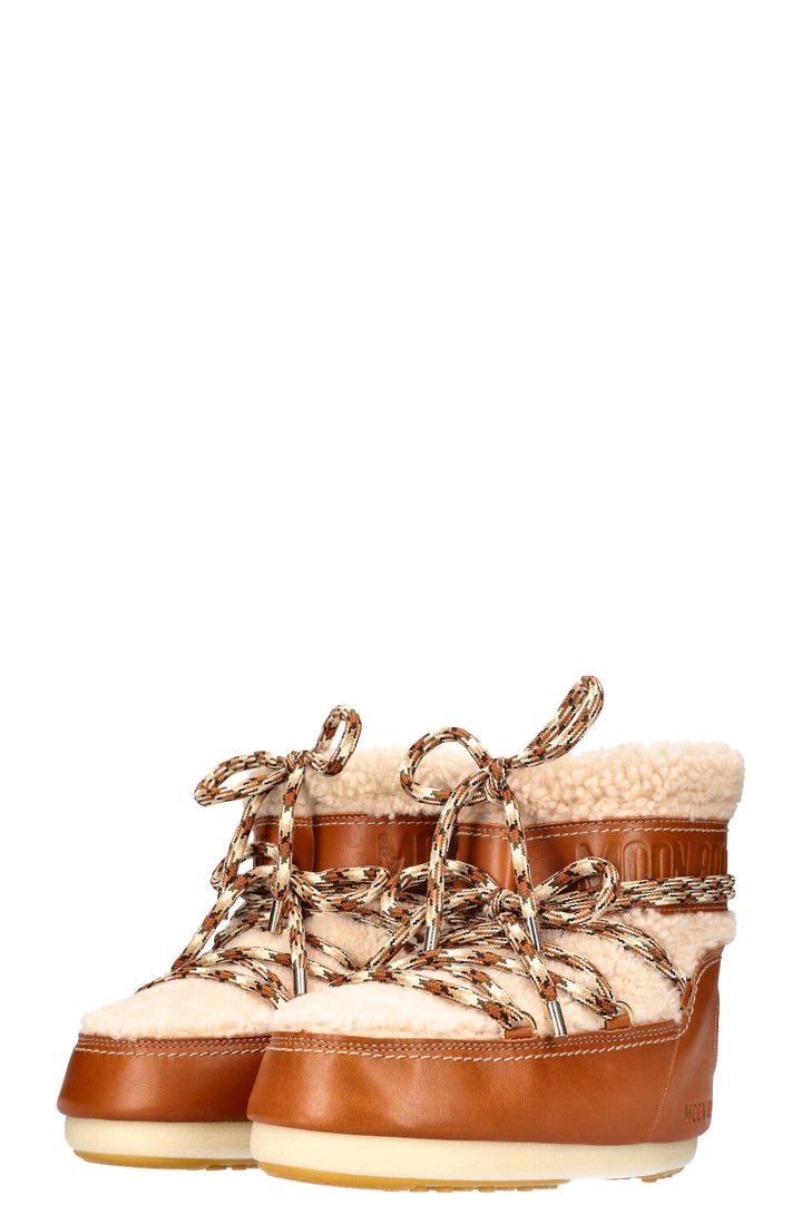 CHLOÉ x MOON BOOTS Bottines en peau lainée Beige