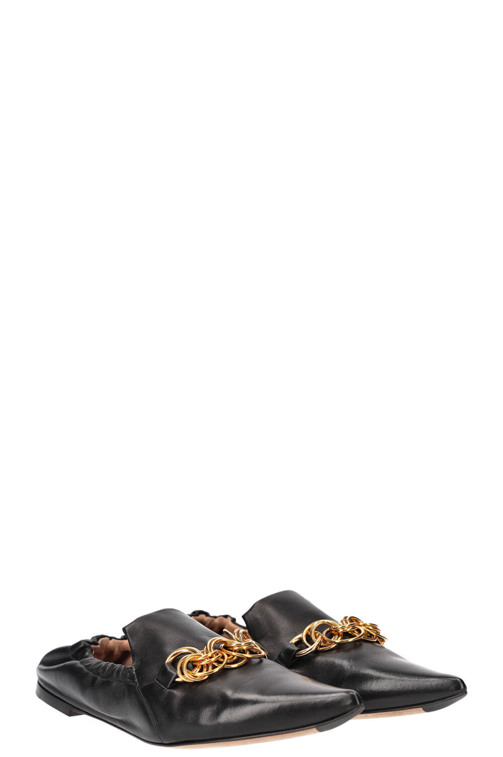 Chloé Reese Chain Bit Loafers Black Gold