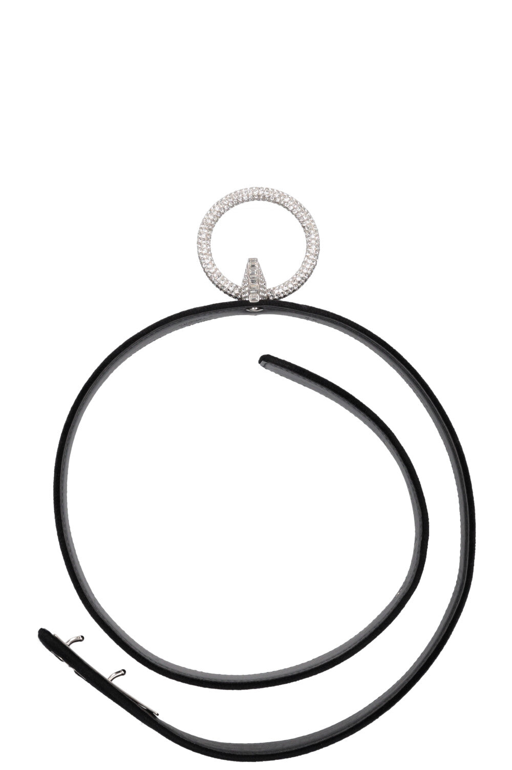 CHANEL Black Velvet Belt with Crystal Accents Chanel Black Velvet and Leather Crystals Round Buckle Waist  main image 2
