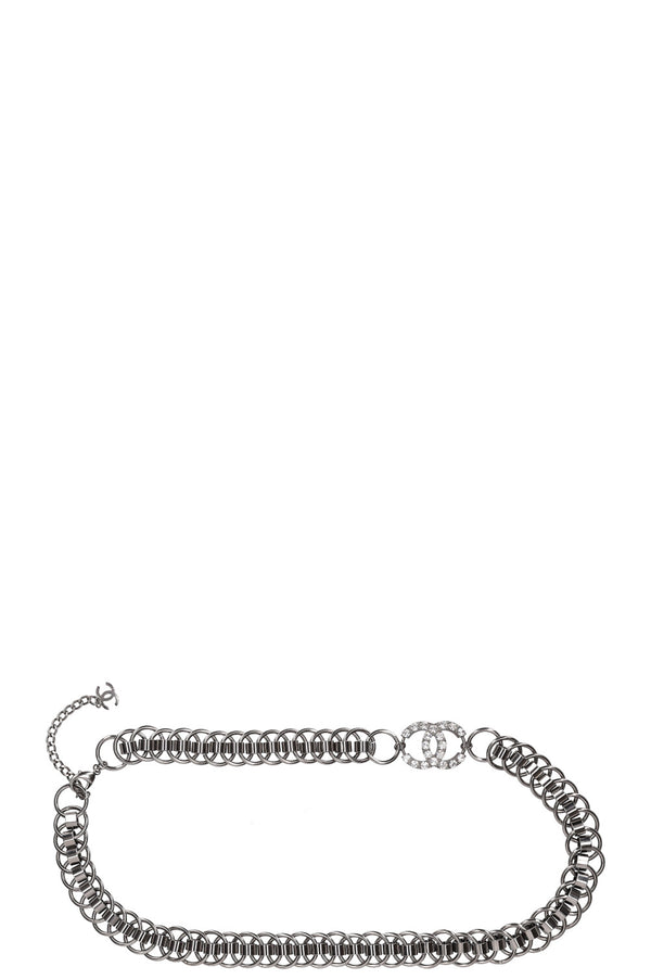 CHANEL Ceinture 05A Argent CC Cristaux