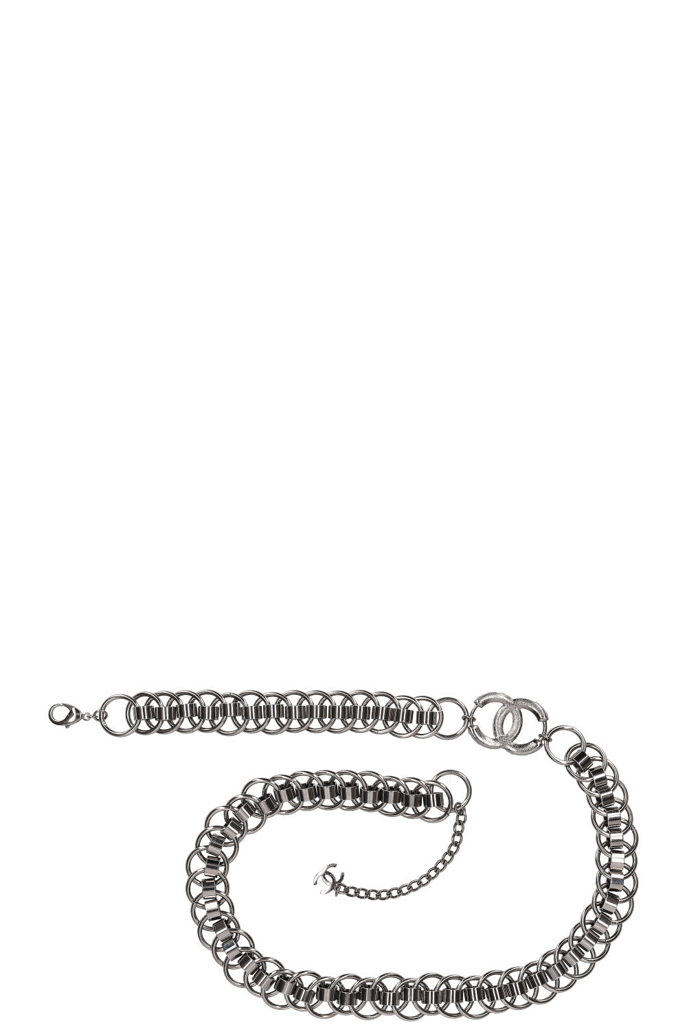 CHANEL Belt 05A Silver CC Crystals