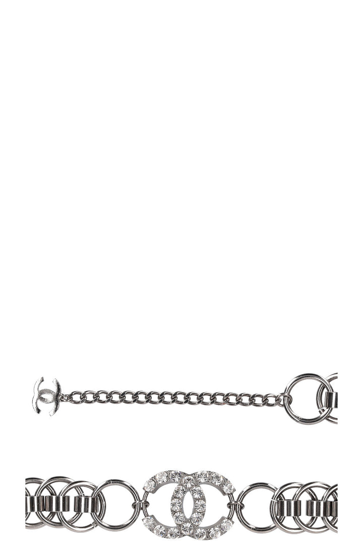 CHANEL Ceinture 05A Argent CC Cristaux