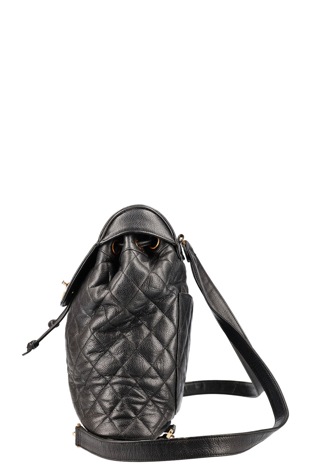 CHANEL Vintage Drawstring Backpack Caviar Black