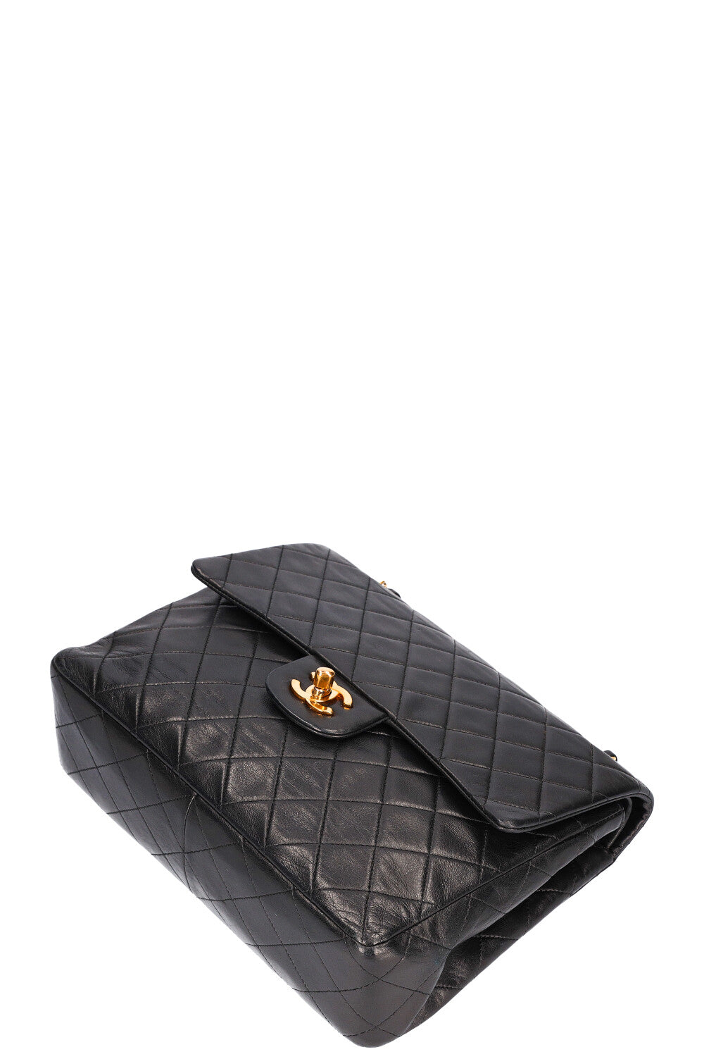 Black Quilted Lambskin Paris Double Flap Gold and Silver Hardware, 1986-1988