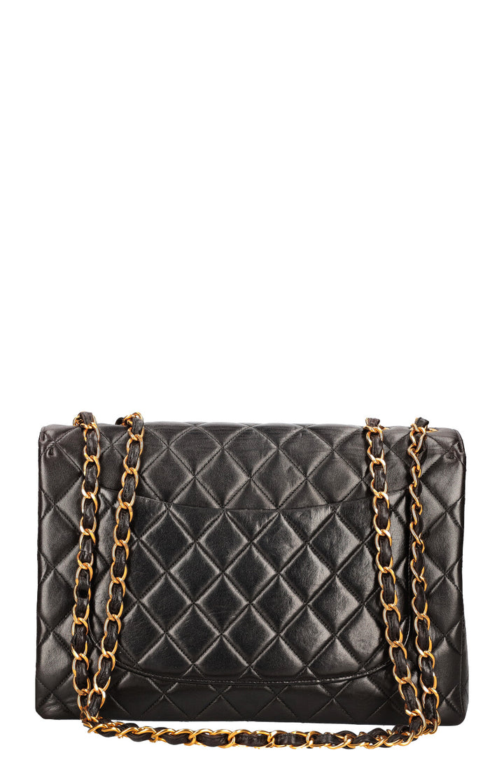 CHANEL Vintage Jumbo Sac à Rabat Unique Noir