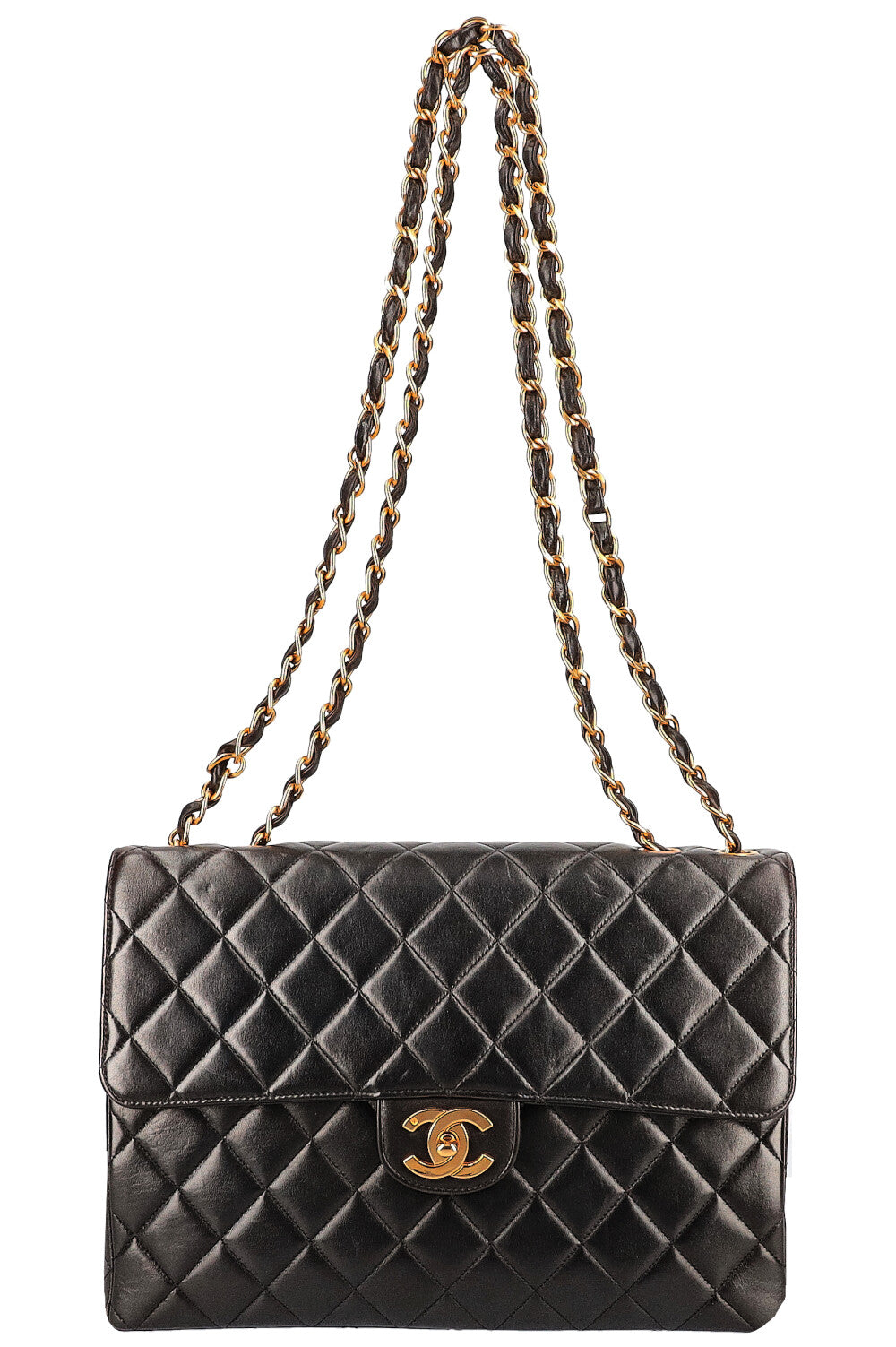 Chanel Classic Double Flap Quilted Caviar Silvertone Jumbo Black  US