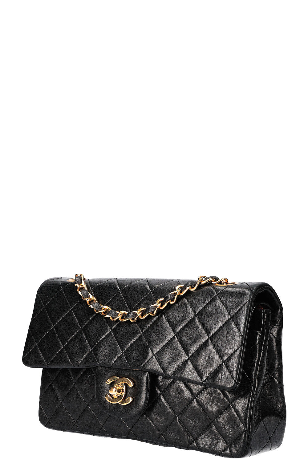 CHANEL Sac moyen à double rabat noir 1989