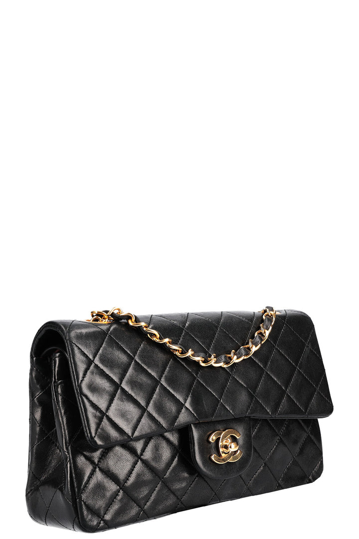 CHANEL Sac moyen à double rabat noir 1989