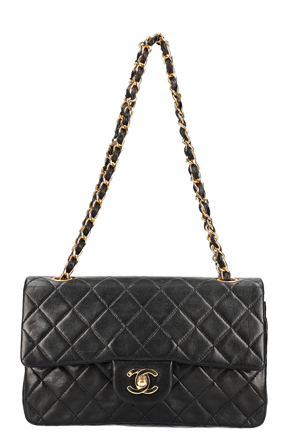 CHANEL Sac moyen à double rabat noir 1989