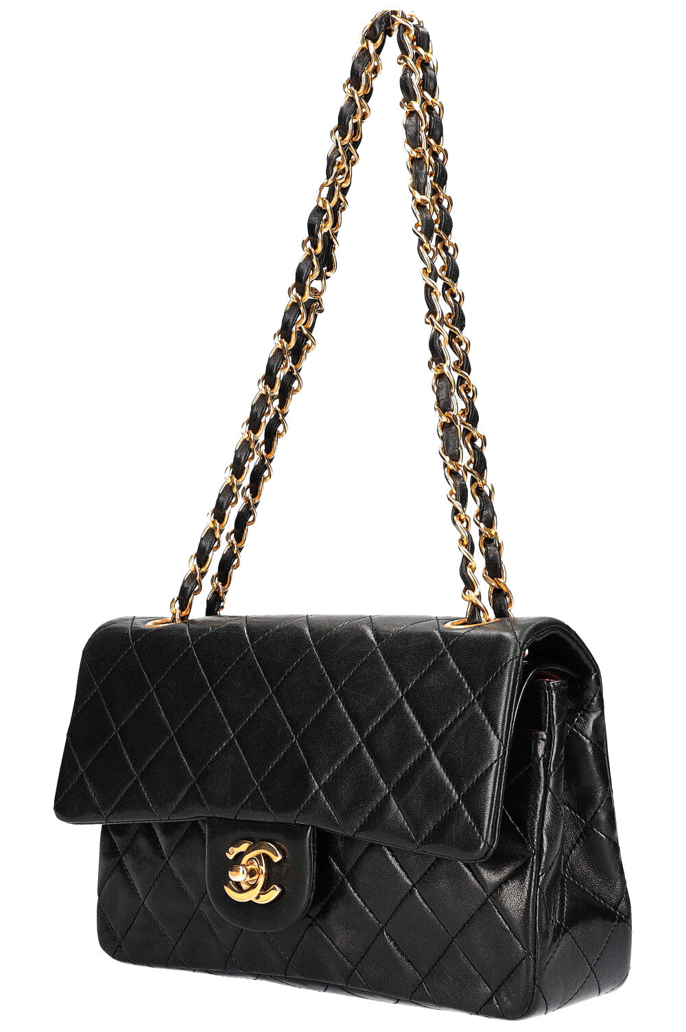 CHANEL Sac moyen à double rabat noir 1989