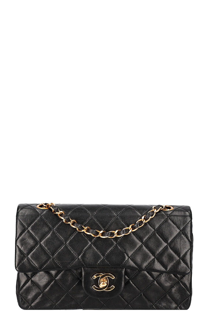 CHANEL Sac moyen à double rabat noir 1989