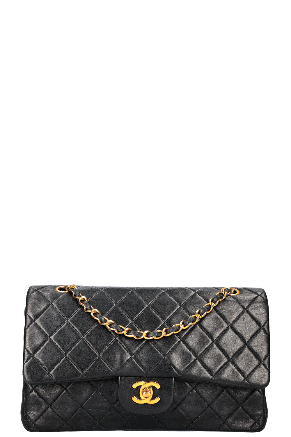 CHANEL Sac moyen à double rabat Noir